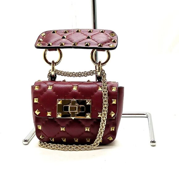 Valentino Garavani Bordeaux Leather Shoulder Bag mon460-101325 - Picture 1 of 16